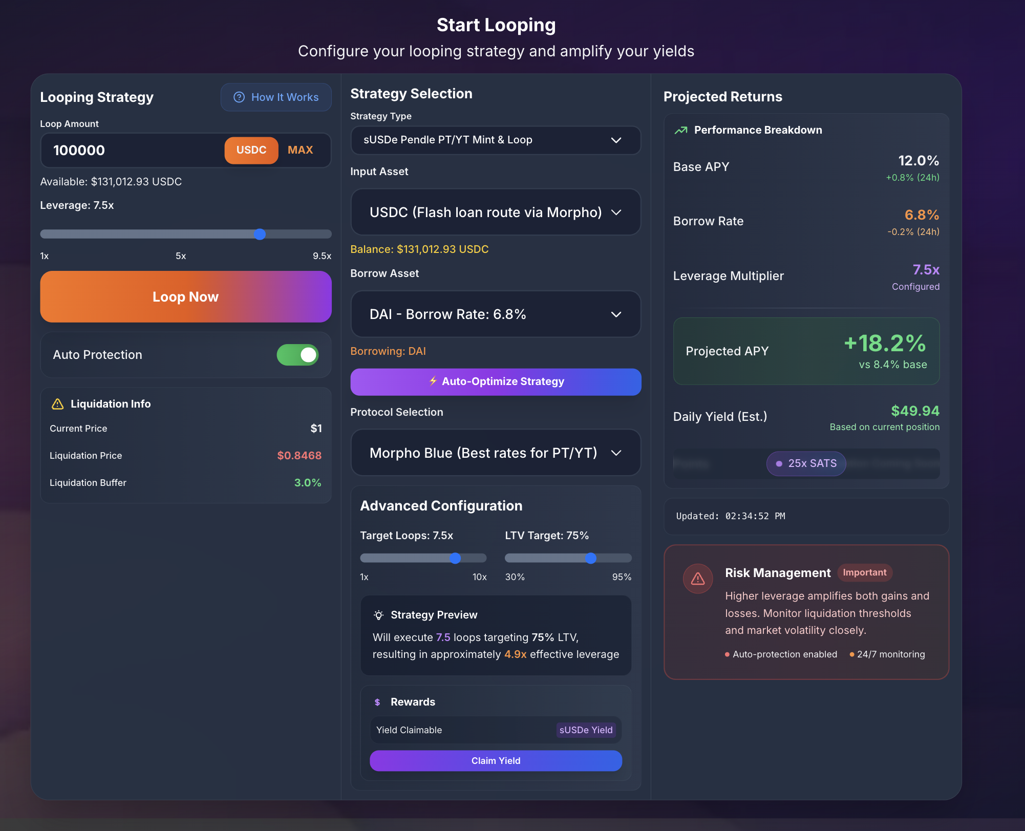 Loopify App Strategy Configuration Interface